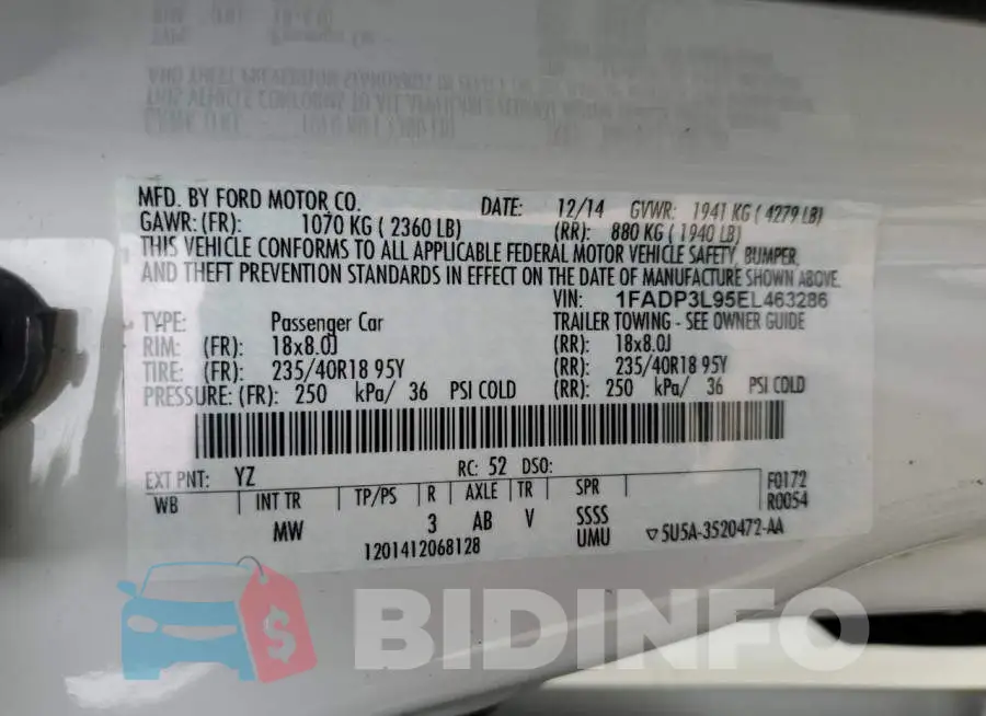 1FADP3L95EL463286 Photo# 12