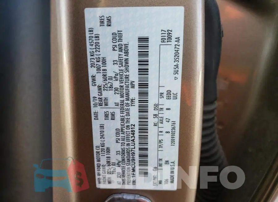 1FMCU9H97LUA34812 Photo# 12