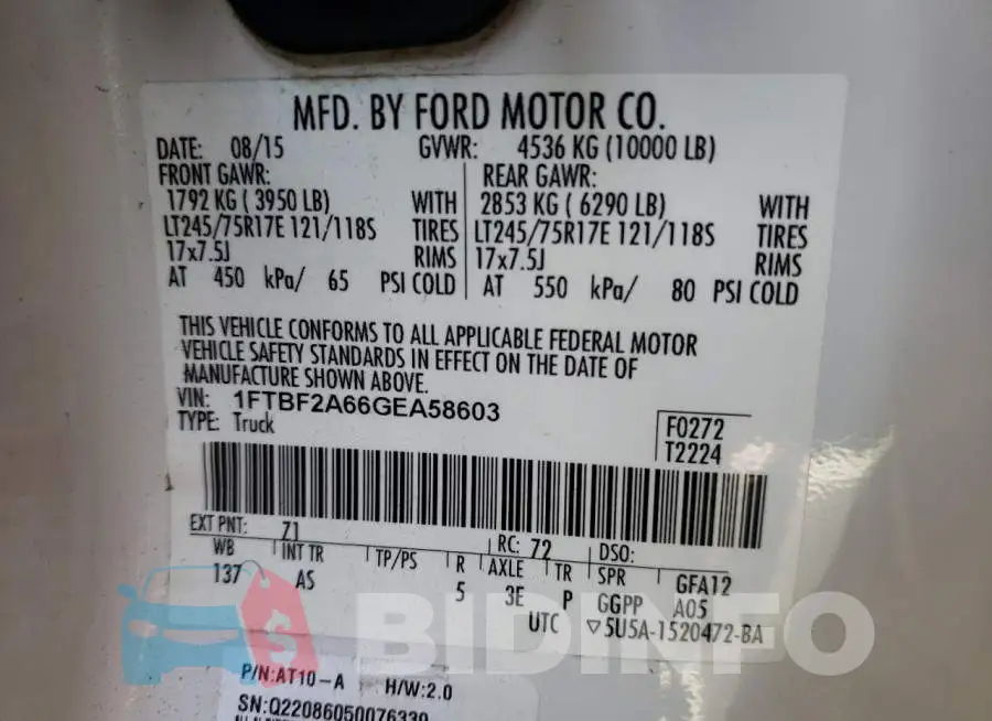 1FTBF2A66GEA58603 Photo# 12
