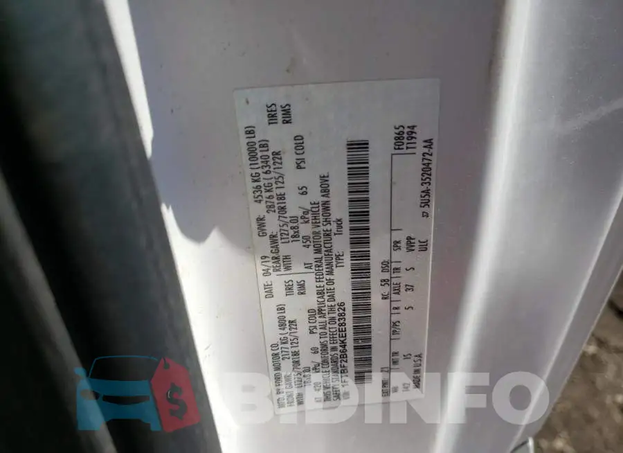 1FTBF2B64KEE83826 Photo# 12