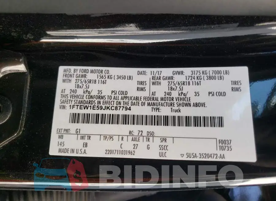 1FTEW1E59JKC87794 Photo# 12