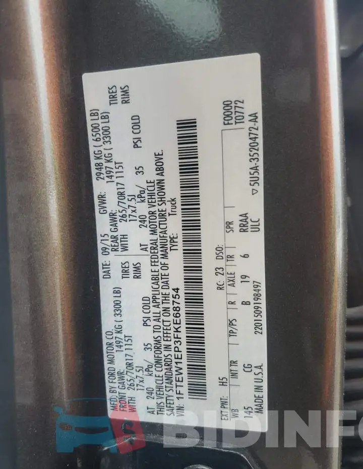 1FTEW1EP3FKE68754 Photo# 12