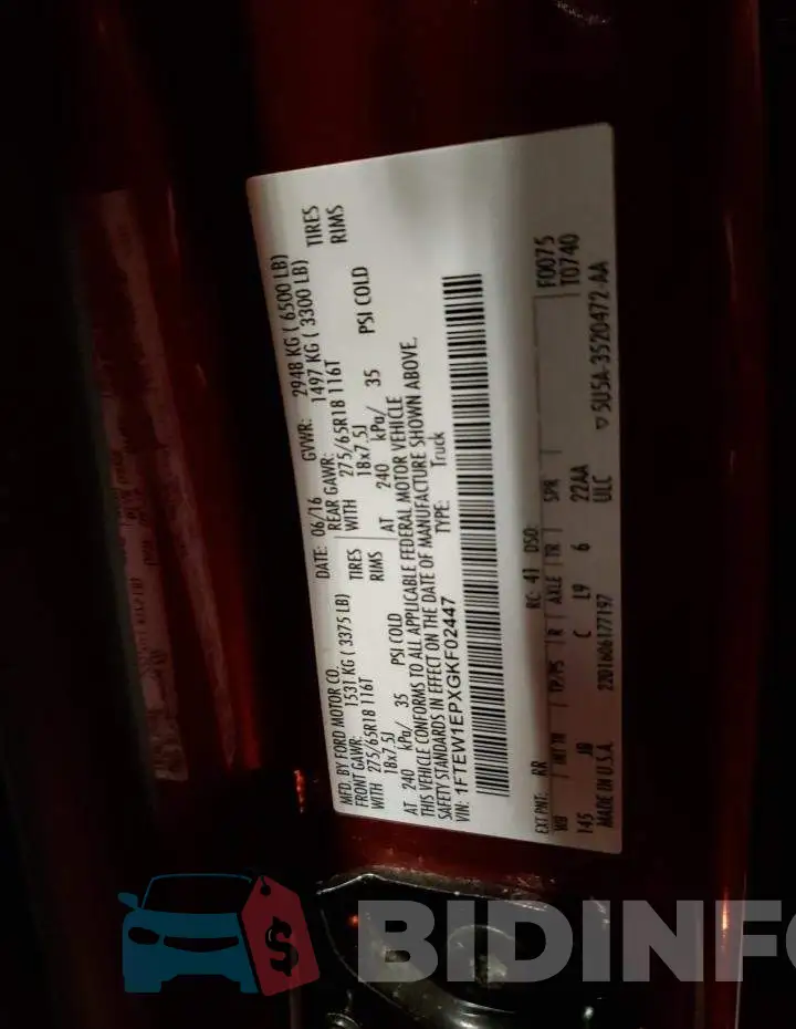 1FTEW1EPXGKF02447 Photo# 12