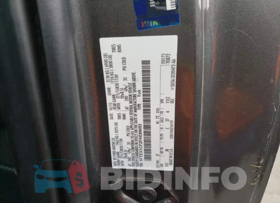 1FTEX1CF2FKE89053 Photo# 12