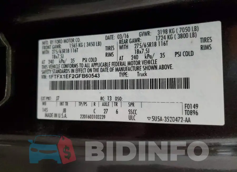 1FTFX1EF2GFB60543 Photo# 12