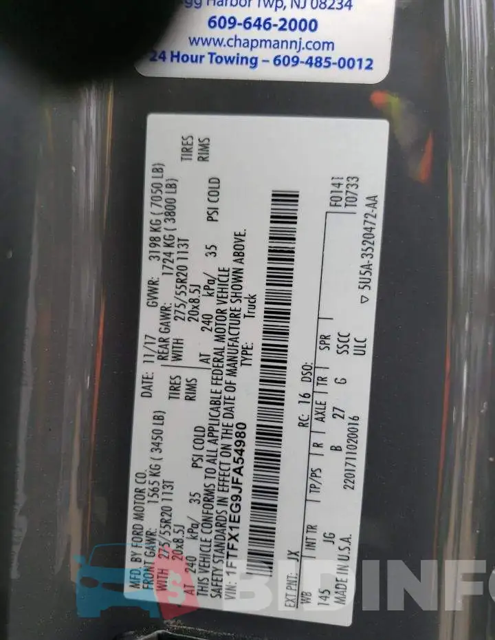 1FTFX1EG9JFA54980 Photo# 12