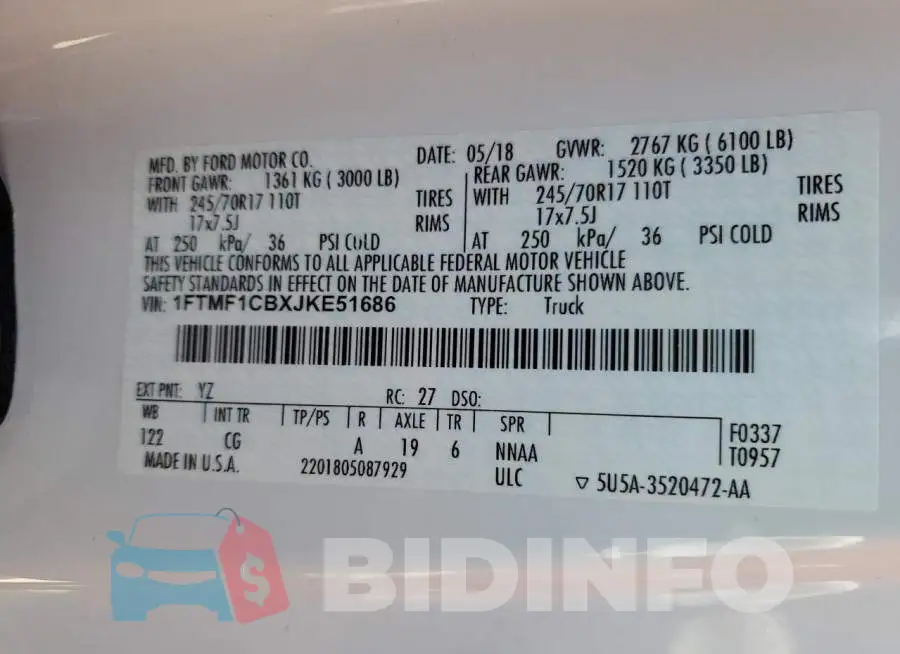 1FTMF1CBXJKE51686 Photo# 12