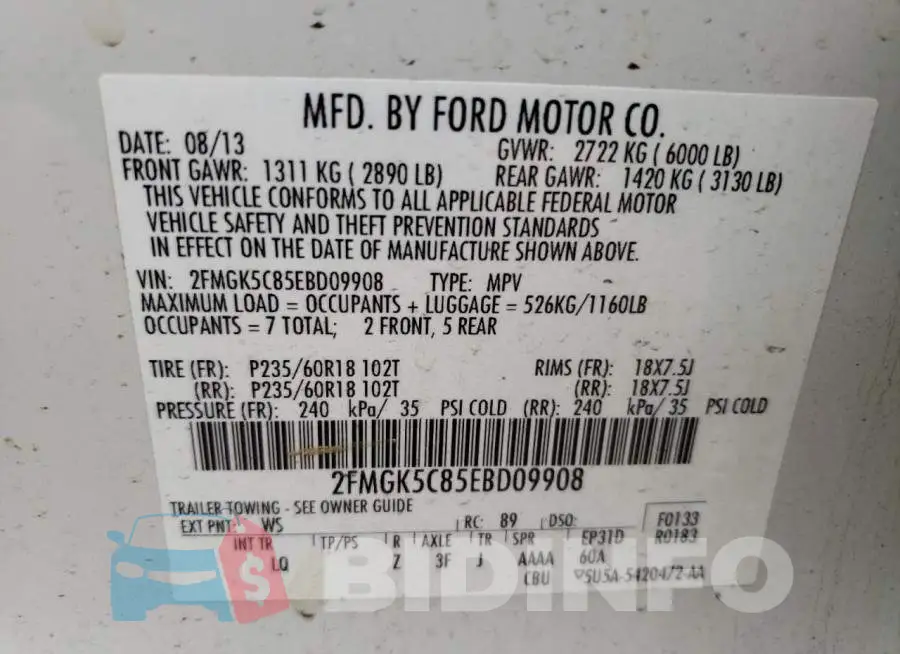 2FMGK5C85EBD09908 Photo# 13