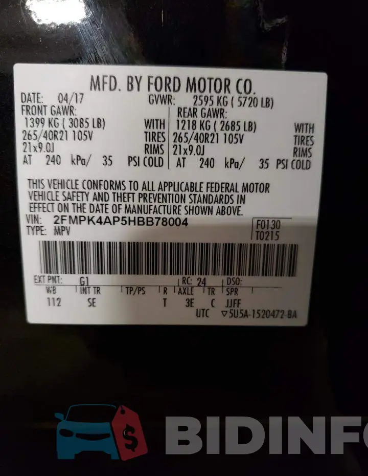 2FMPK4AP5HBB78004 Photo# 13