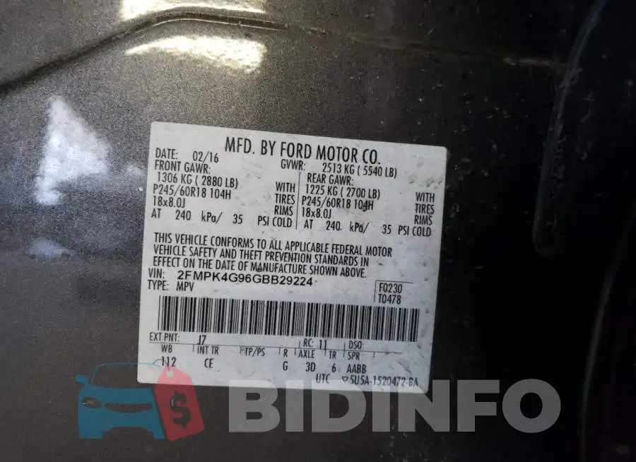 2FMPK4G96GBB29224 Photo# 12