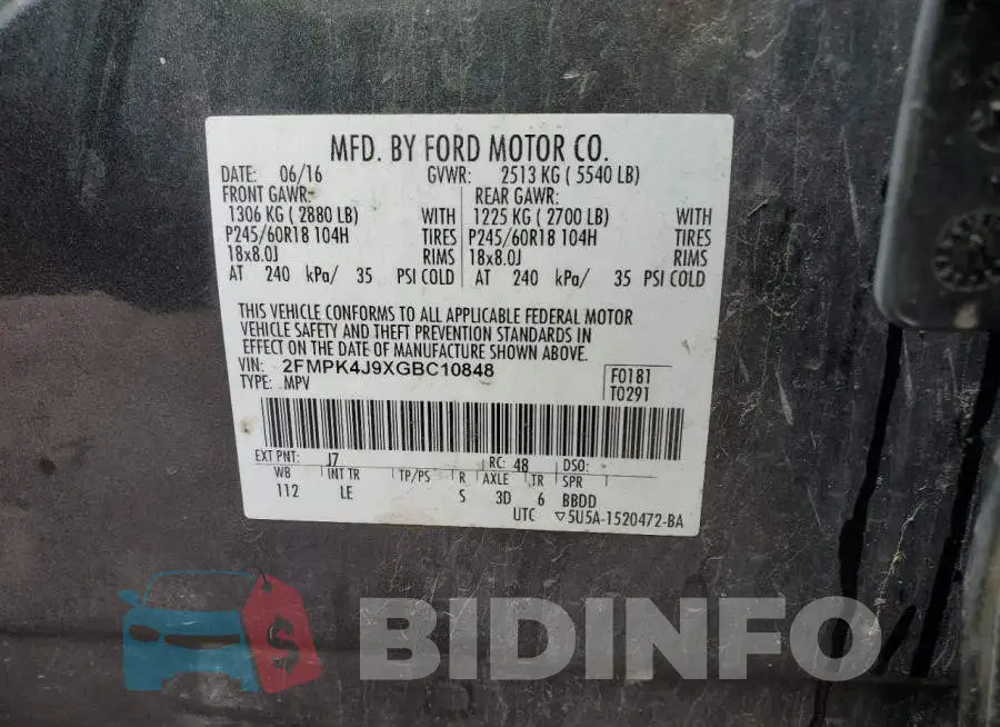 2FMPK4J9XGBC10848 Photo# 13