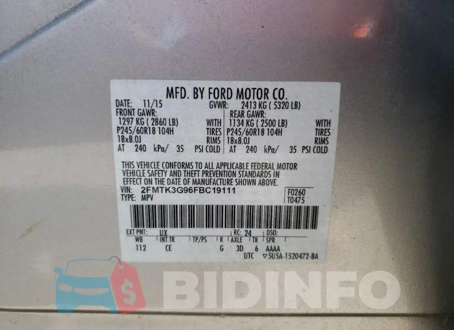 2FMTK3G96FBC19111 Photo# 12