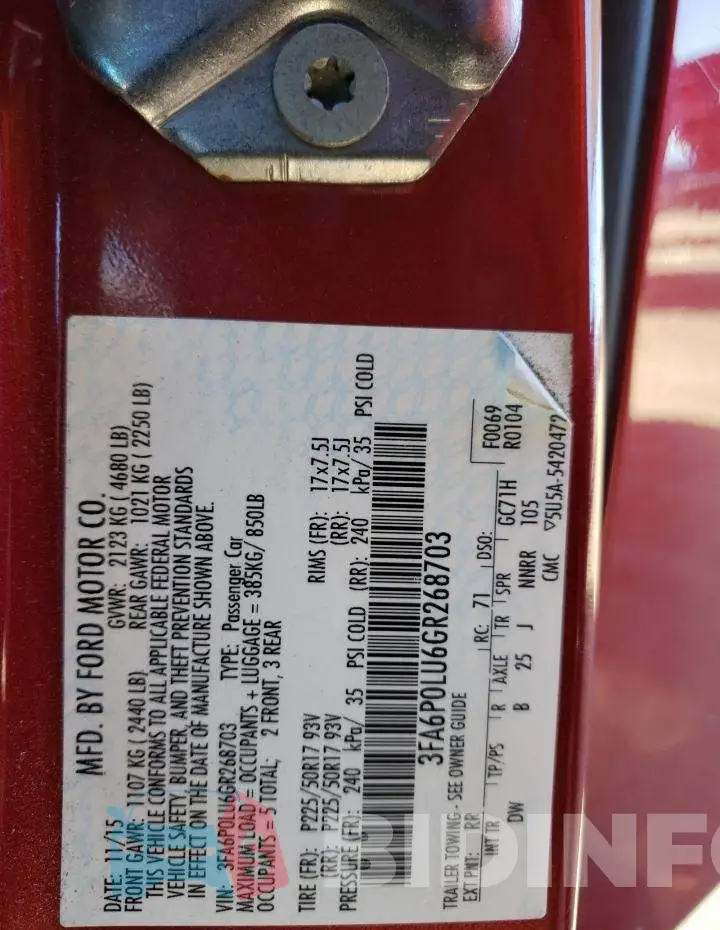3FA6P0LU6GR268703 Photo# 13