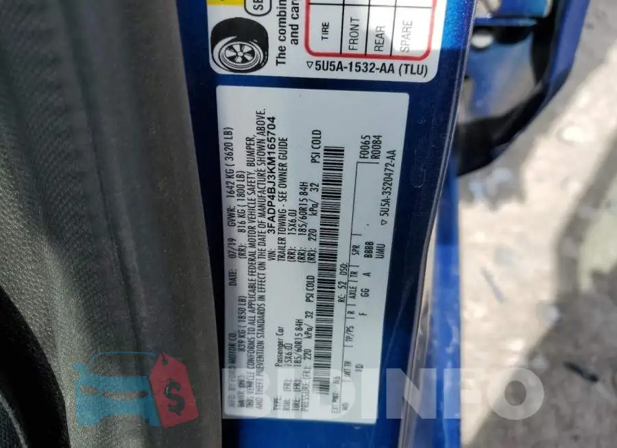 3FADP4BJ3KM165704 Photo# 12