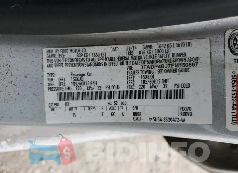 3FADP4BJ7FM150807 Photo# 12