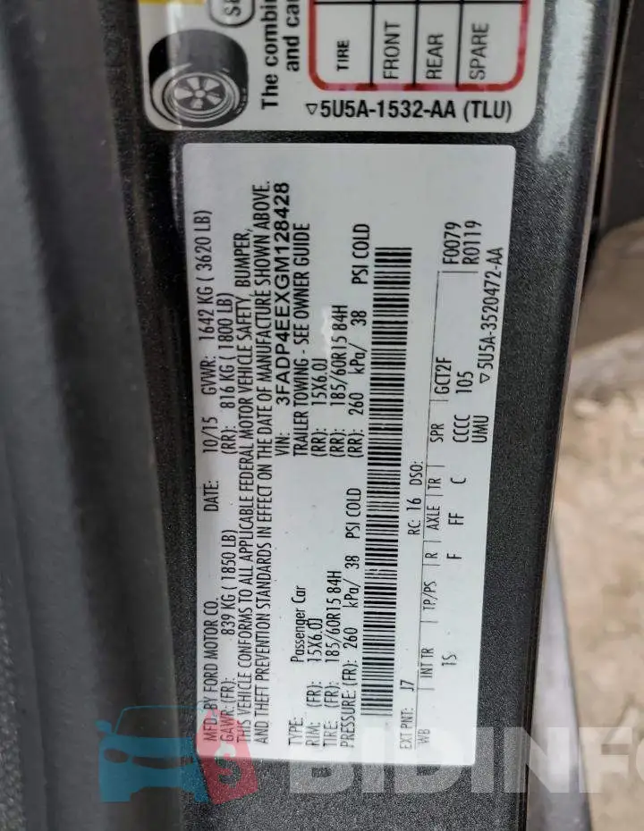 3FADP4EEXGM128428 Photo# 12