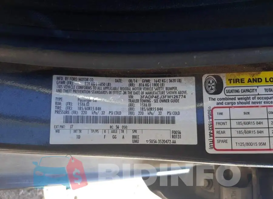 3FADP4EJ3FM126774 Photo# 12