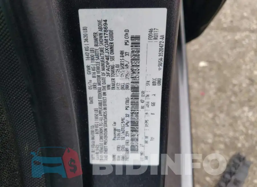 3FADP4EJXGM178694 Photo# 13