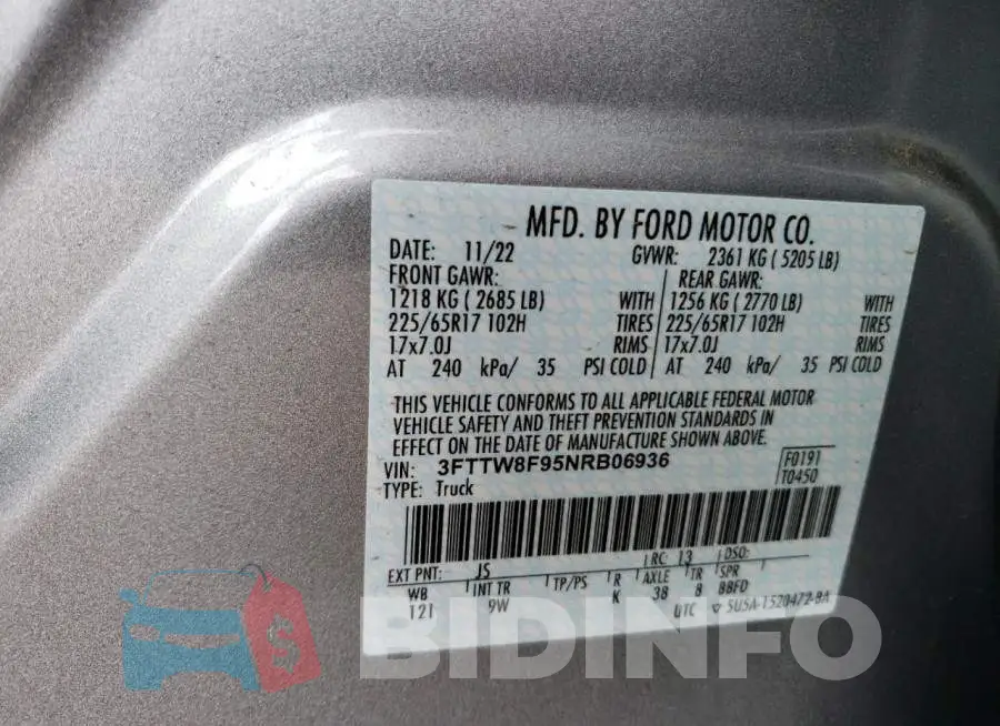 3FTTW8F95NRB06936 Photo# 12