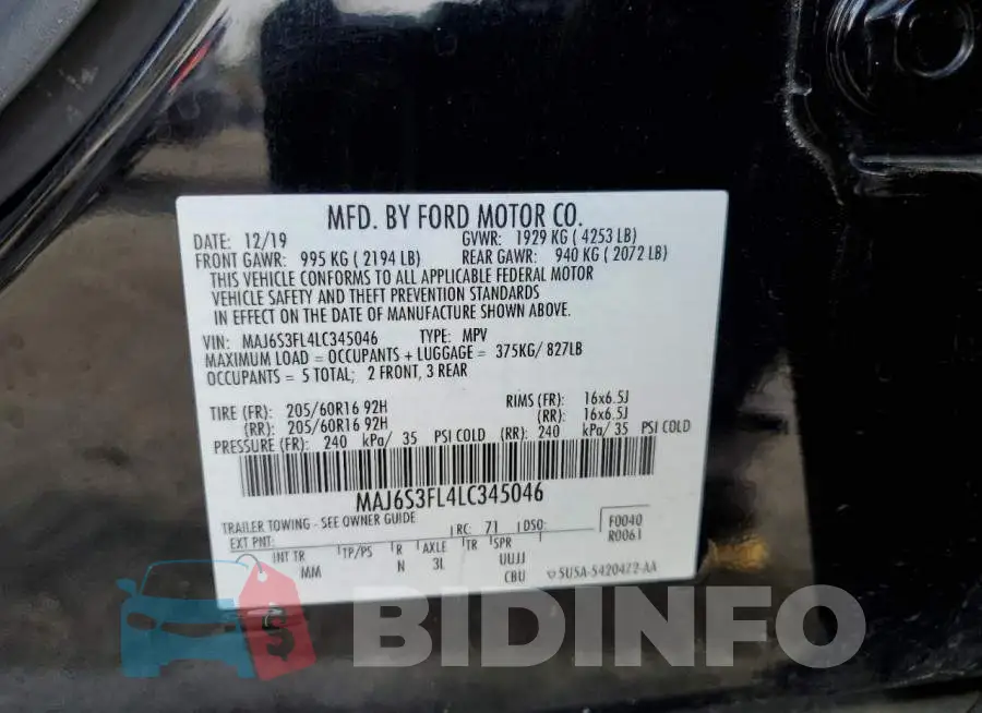 MAJ6S3FL4LC345046 Photo# 14