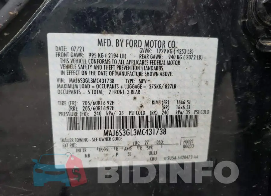 MAJ6S3GL3MC431738 Photo# 13