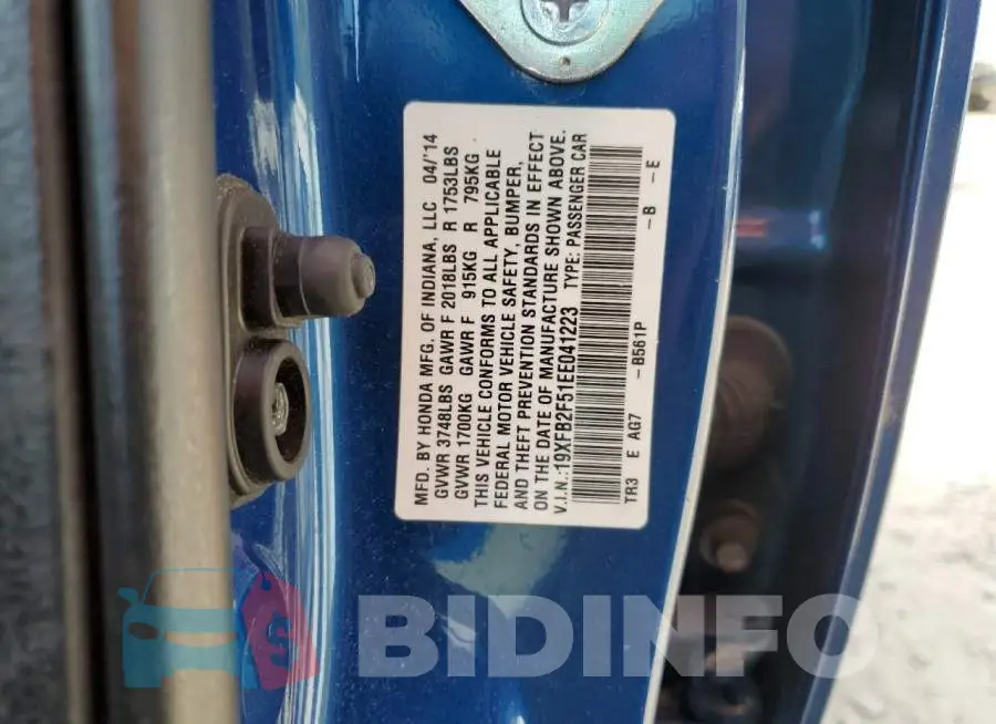 19XFB2F51EE041223 Photo# 13