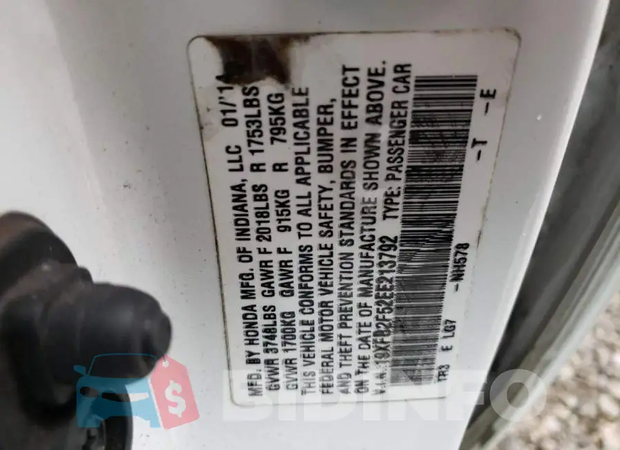 19XFB2F52EE213792 Photo# 12