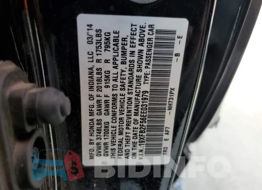 19XFB2F56EE031979 Photo# 12