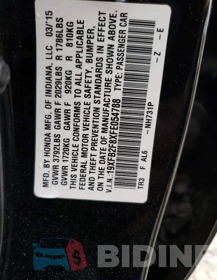 19XFB2F8XFE054788 Photo# 12