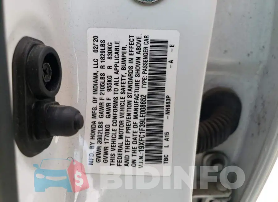19XFC1F39LE008652 Photo# 12