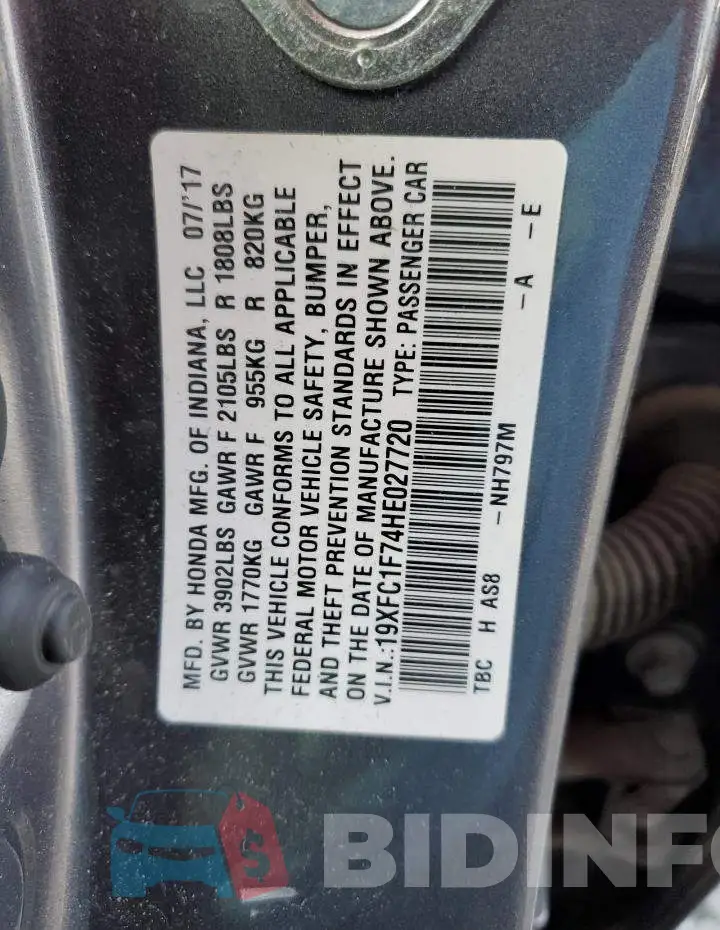 19XFC1F74HE027720 Photo# 13