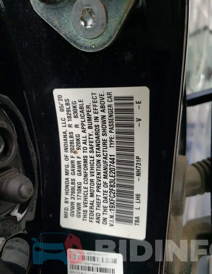 19XFC2F83LE207441 Photo# 12