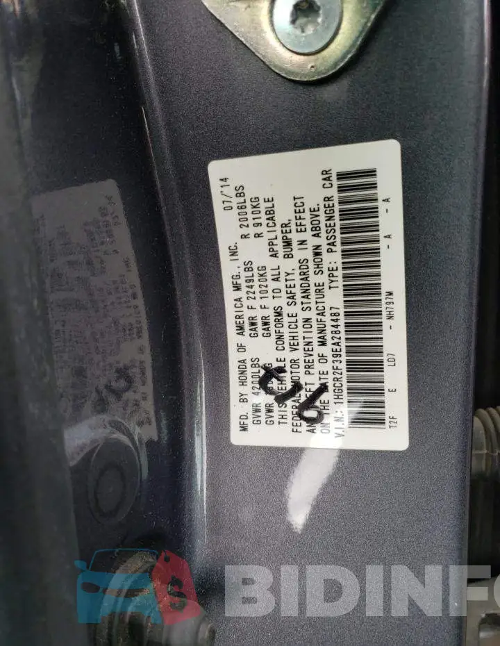 1HGCR2F39EA284487 Photo# 12