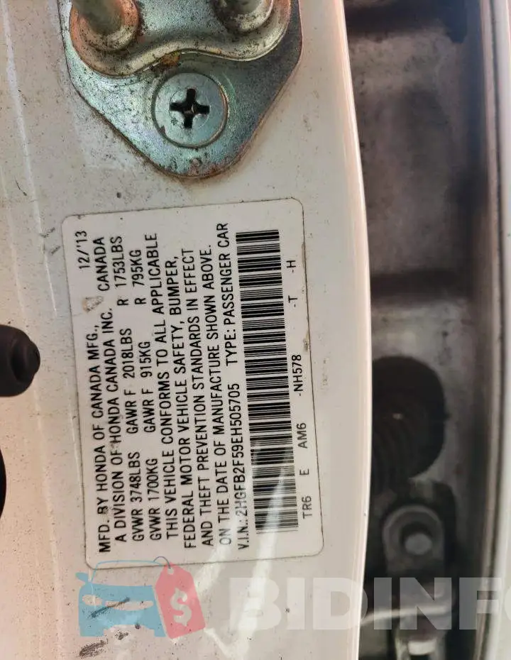 2HGFB2F59EH505705 Photo# 12