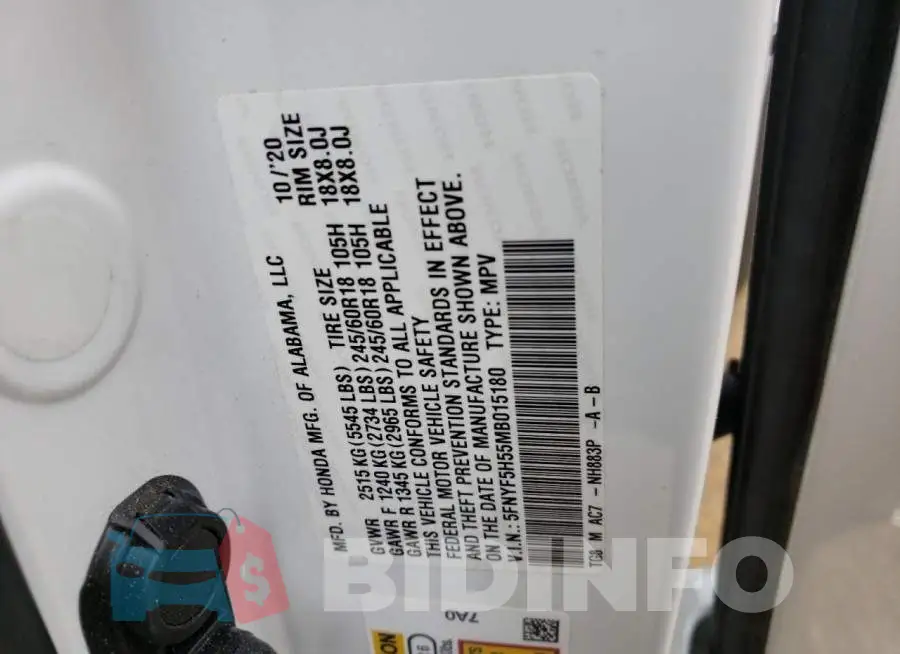 5FNYF5H55MB015180 Photo# 13