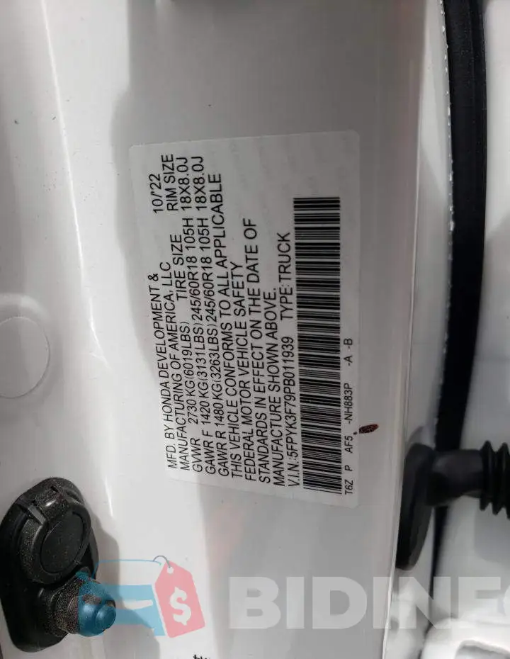 5FPYK3F79PB011939 Photo# 12