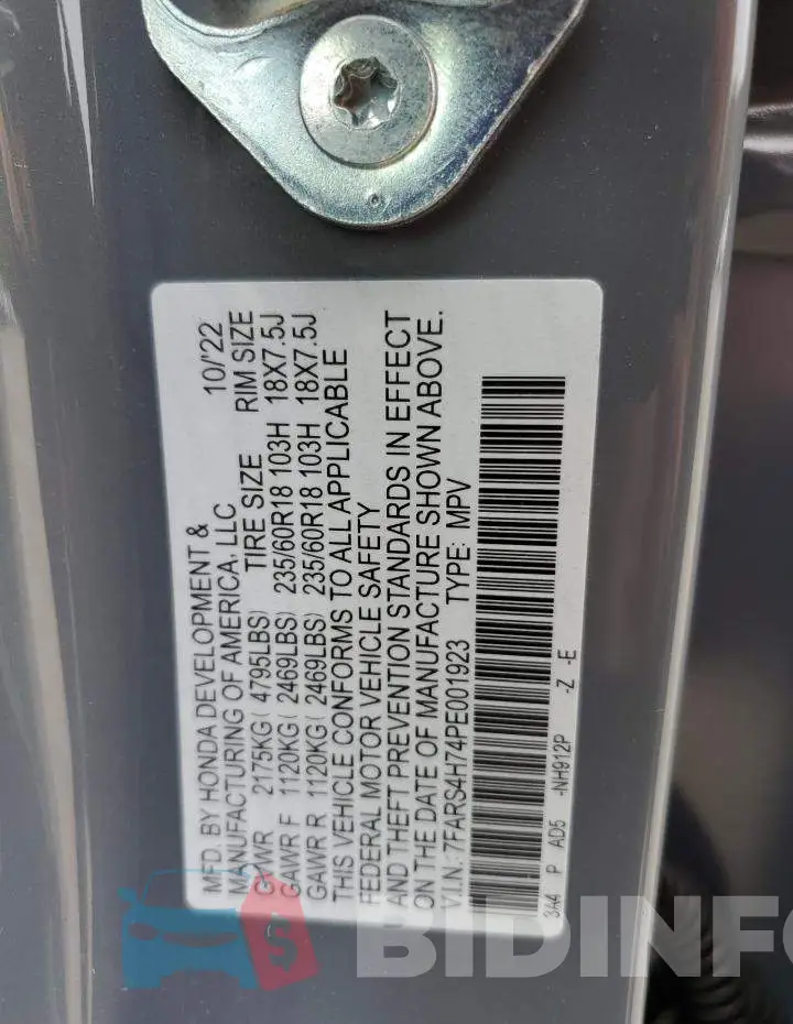 7FARS4H74PE001923 Photo# 13