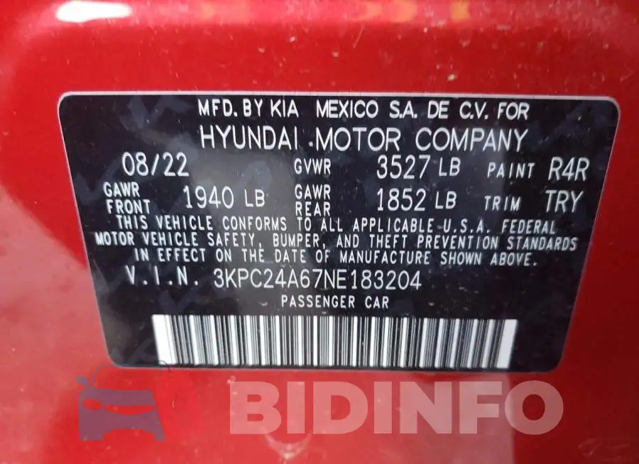 3KPC24A67NE183204 Photo# 12