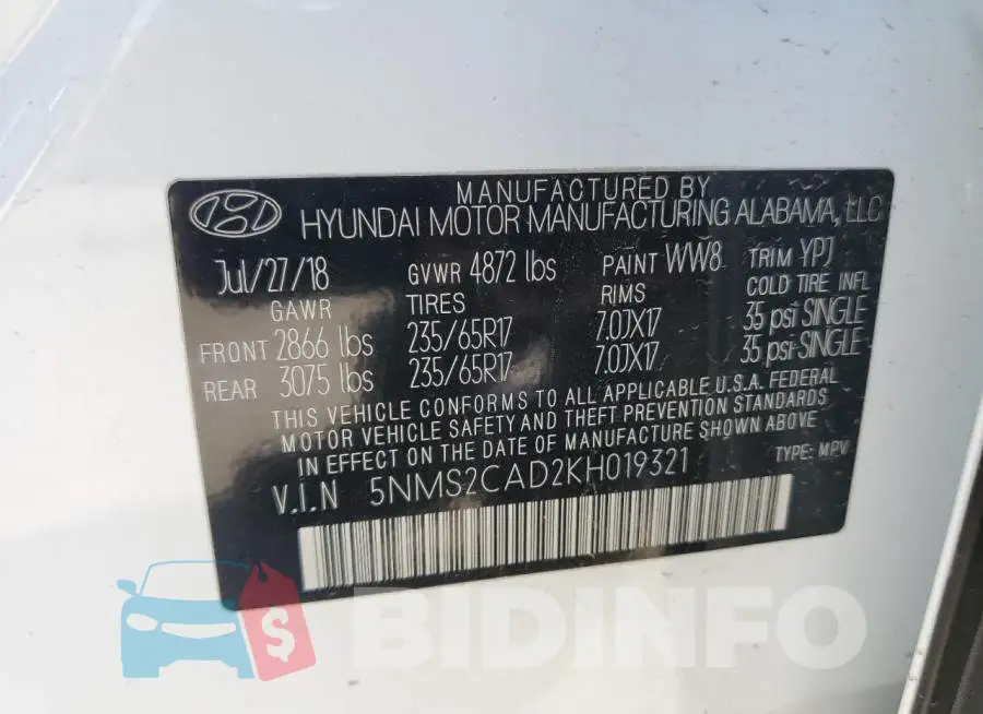5NMS2CAD2KH019321 Photo# 13