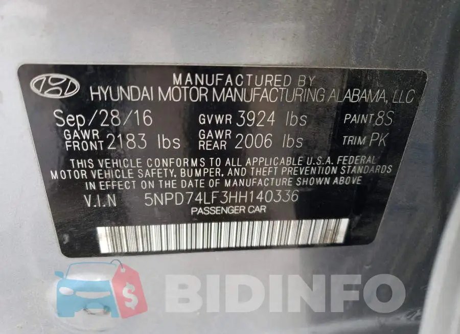 5NPD74LF3HH140336 Photo# 12