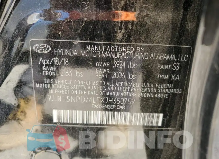 5NPD74LFXJH350759 Photo# 13