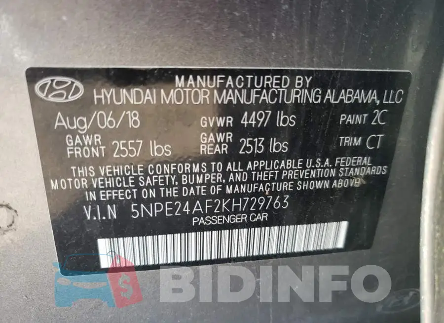 5NPE24AF2KH729763 Photo# 12
