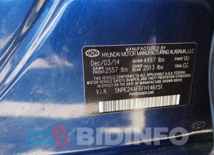 5NPE24AF6FH146151 Photo# 12