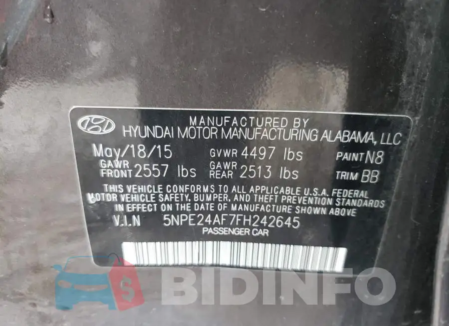 5NPE24AF7FH242645 Photo# 12
