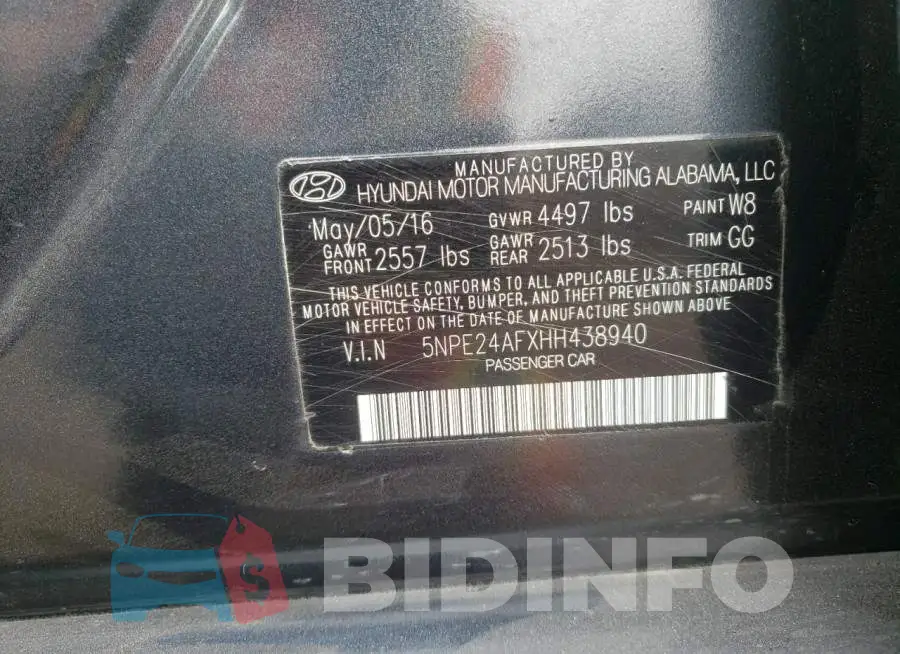 5NPE24AFXHH438940 Photo# 12