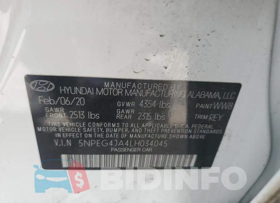 5NPEG4JA4LH034045 Photo# 13