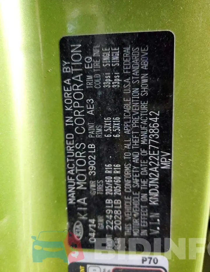KNDJN2A22E7738642 Photo# 12