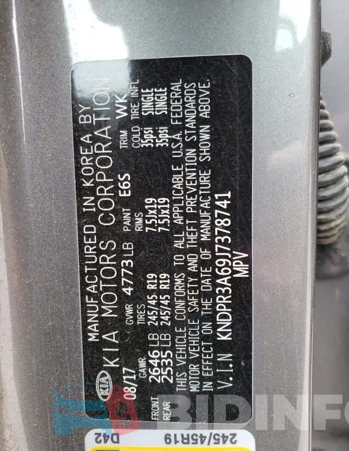 KNDPR3A69J7378741 Photo# 14