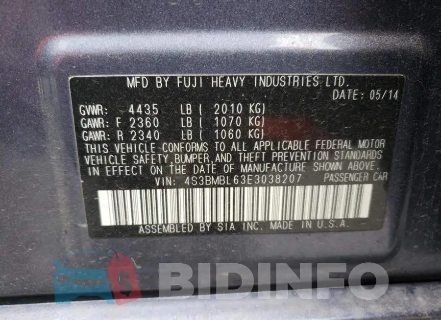 4S3BMBL63E3038207 Photo# 12