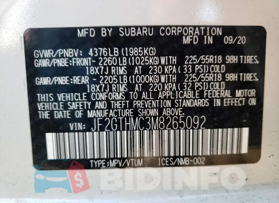 JF2GTHMC3M8265092 Photo# 13